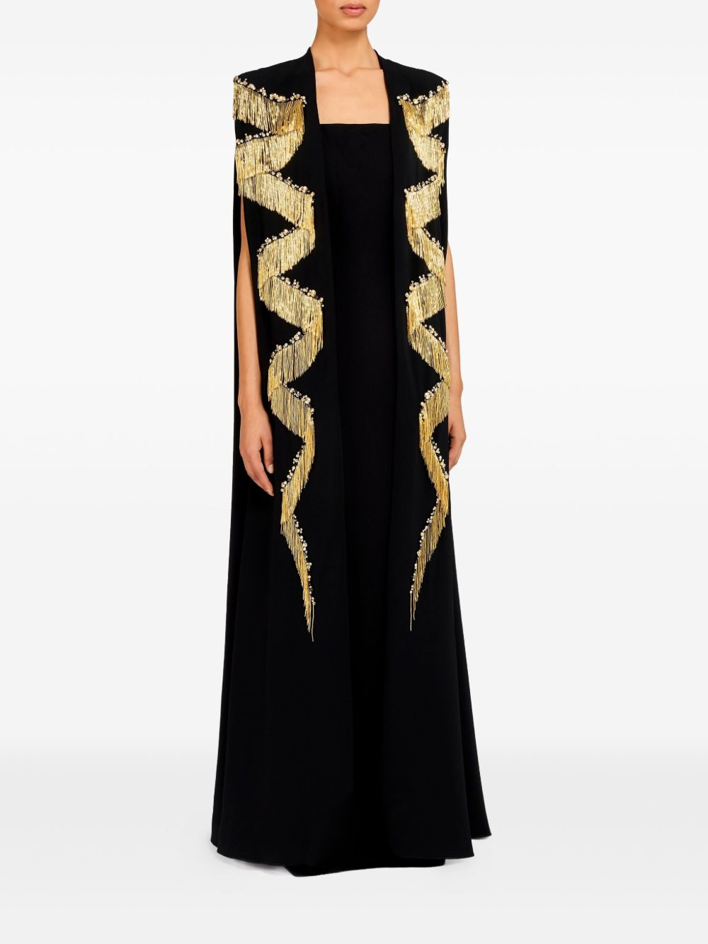 fringe-embellished cape top - 2