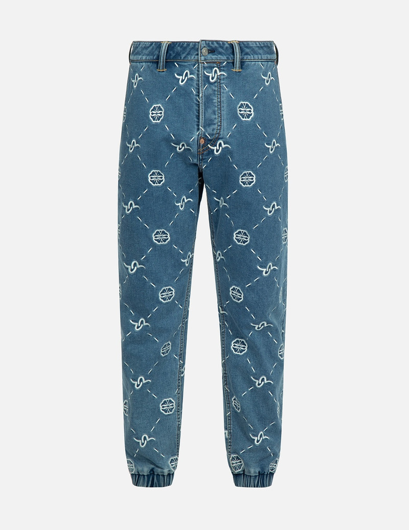 MONOGRAM EMBROIDERY REGULAR FIT DENIM JOGGER PANTS 1