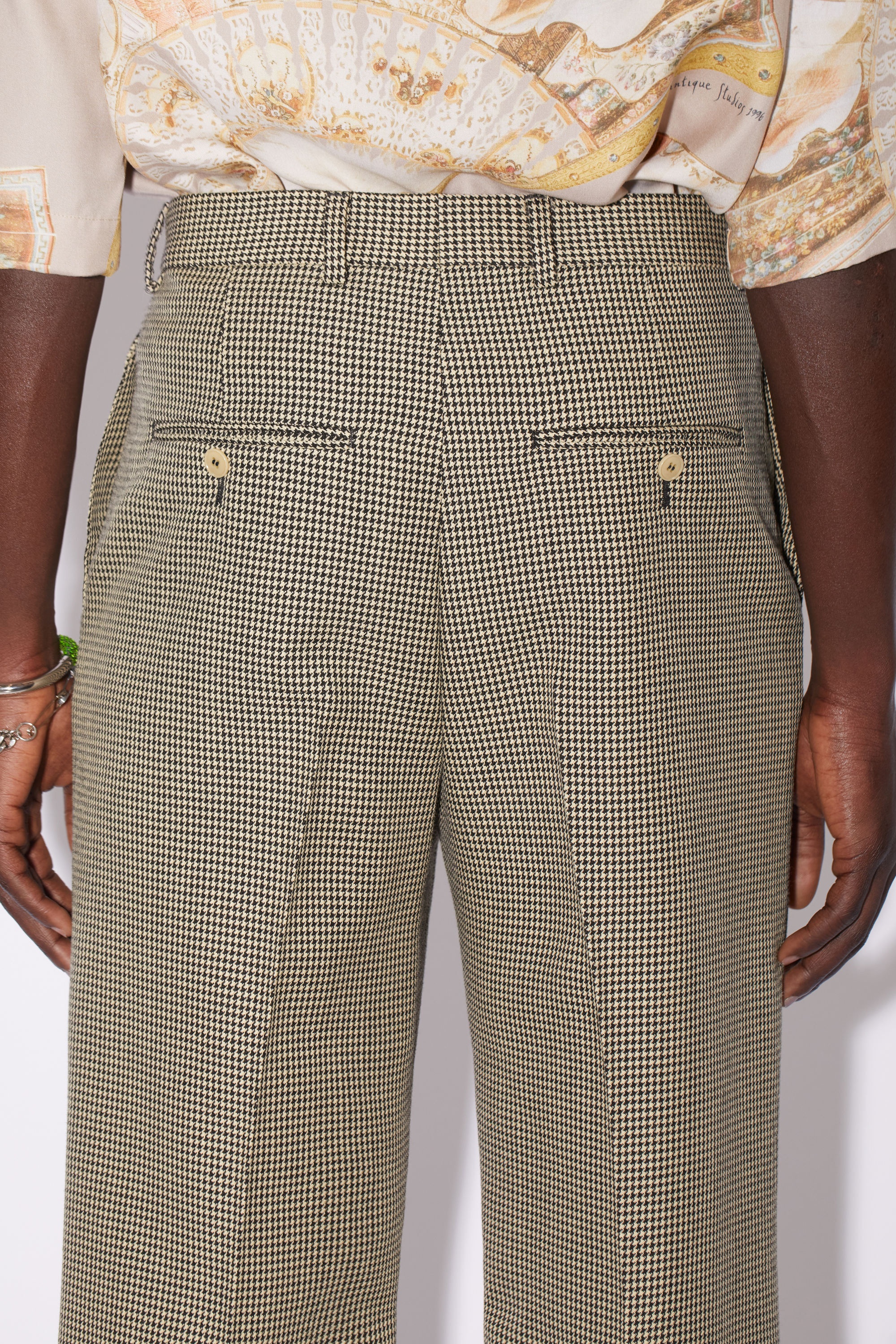 Tailored houndstooth trousers - Beige/black - 5