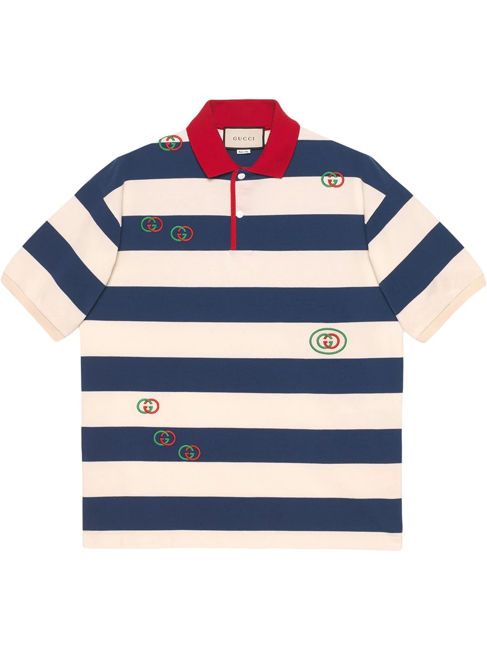 Embroidered striped jersey polo - 1