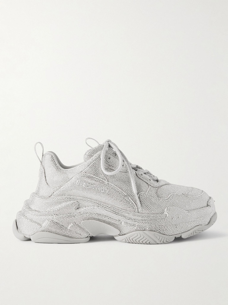 Triple S Rhinestone-Embellished Microfibre Sneakers Off-white 1