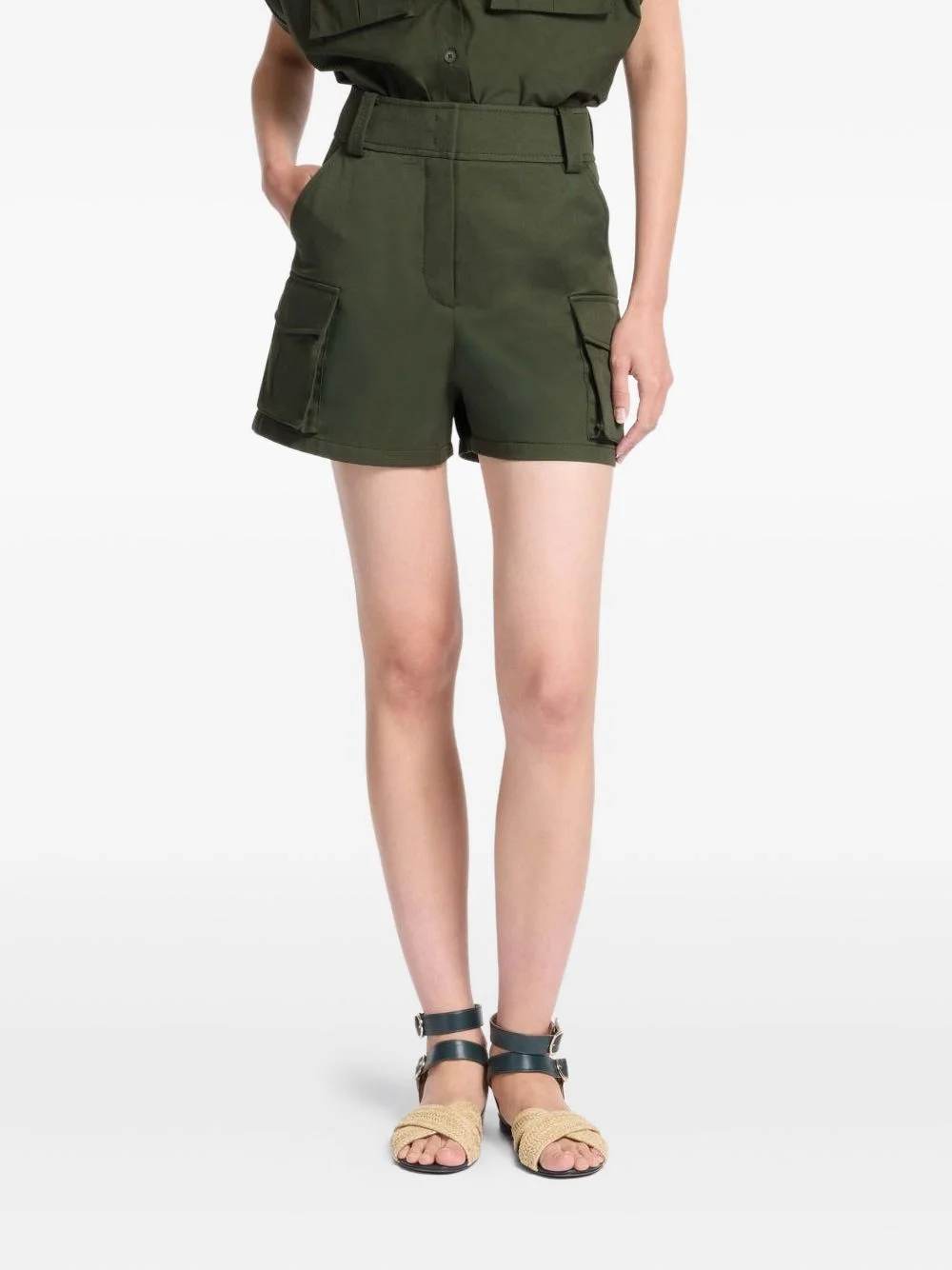 Gabardine cargo-pocket tailored shorts - 1