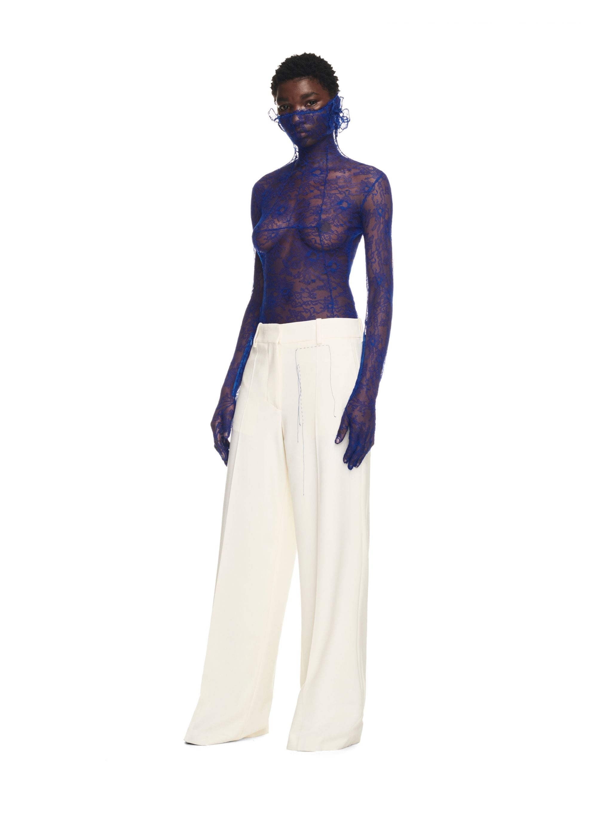 Wo Blend Stitching Over Pant White A Whi - 3