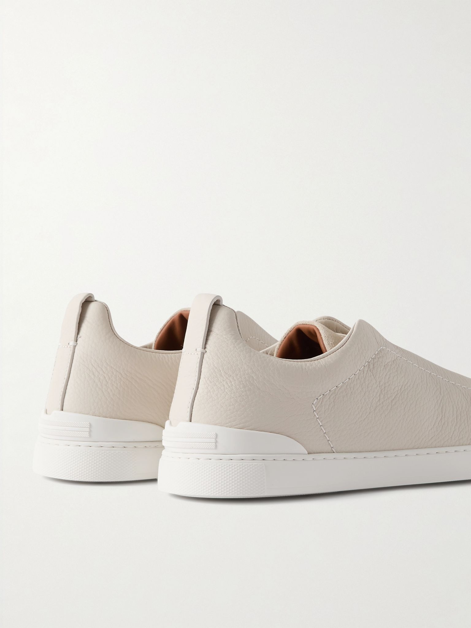 Triple Stitch Full-Grain Leather and Suede Sneakers Off-white - 5