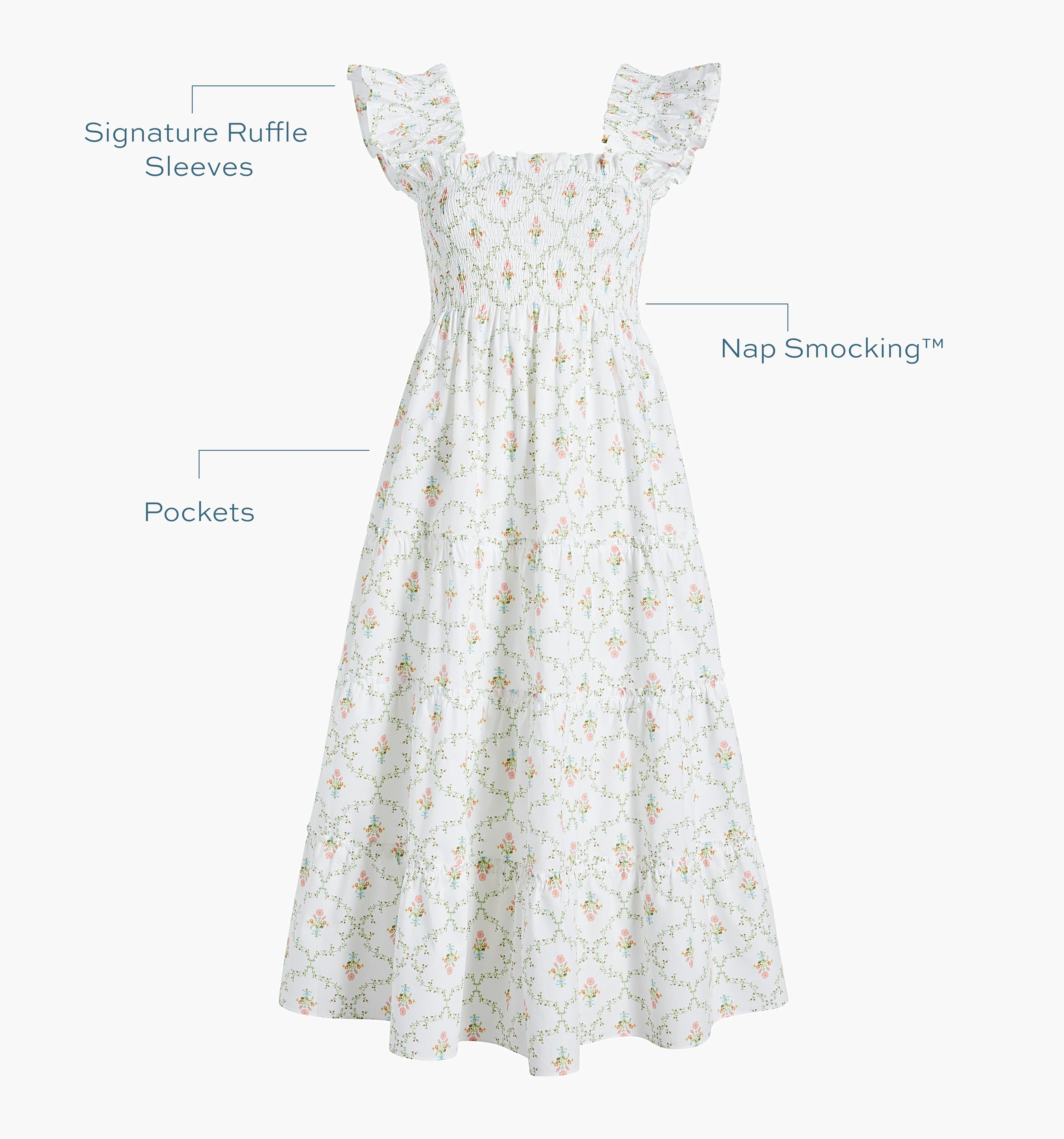 The Ellie Nap Dress - Pastel Trellis - 1