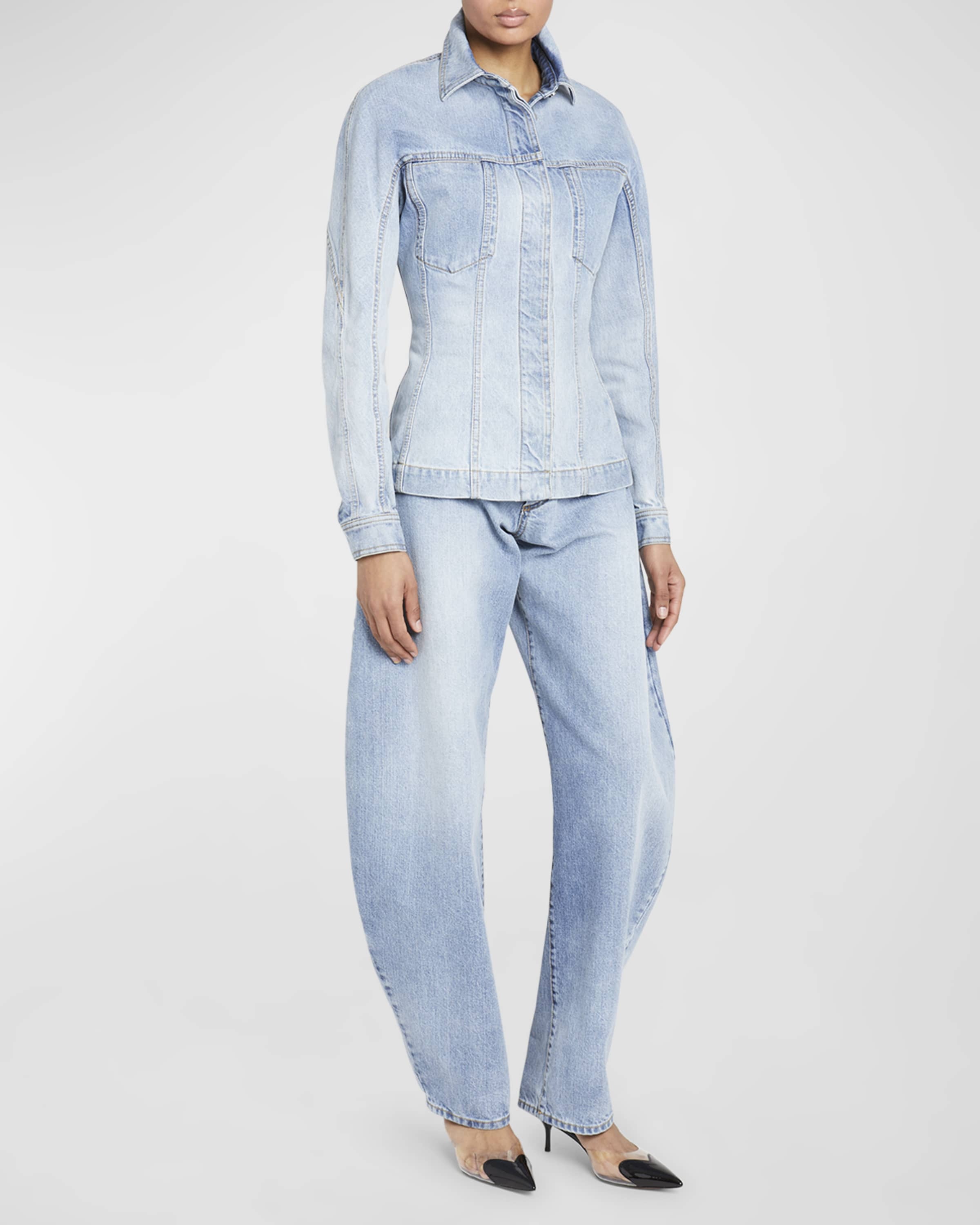 Alaïa Button-Front Fitted Denim Jacket | neimanmarcus | REVERSIBLE