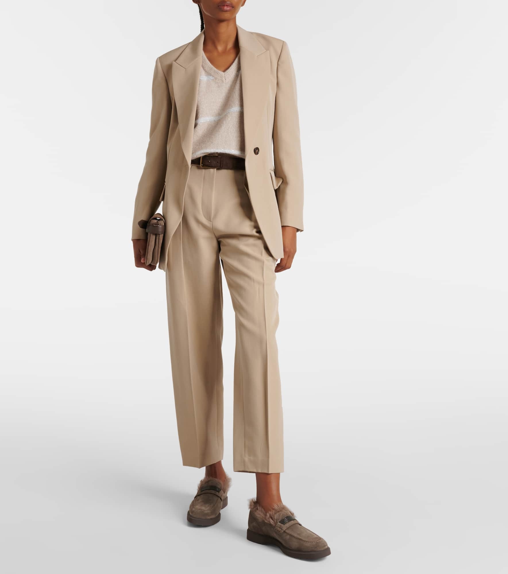 Monili shearling-lined suede loafers - 2