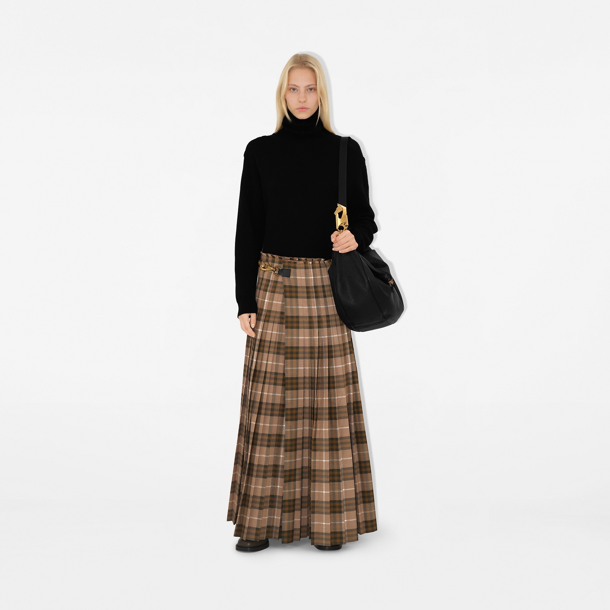 Check Wool Blend Maxi Kilt - 2