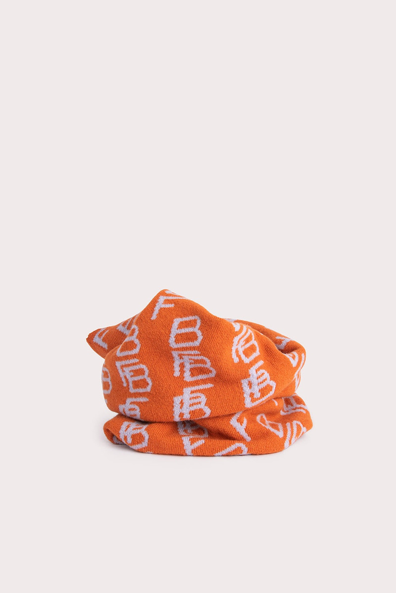 Jacquard Logo Snood Orange Wool 3
