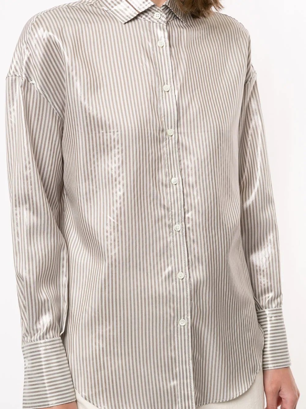 stripe-print silk shirt  - 5