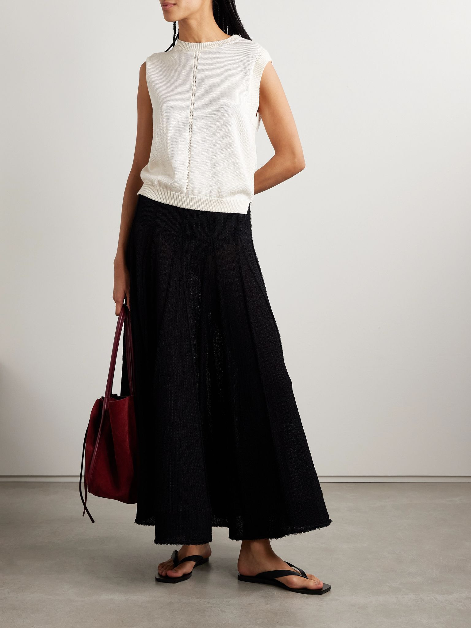 Emily pointelle-knit tank Off-white - 2