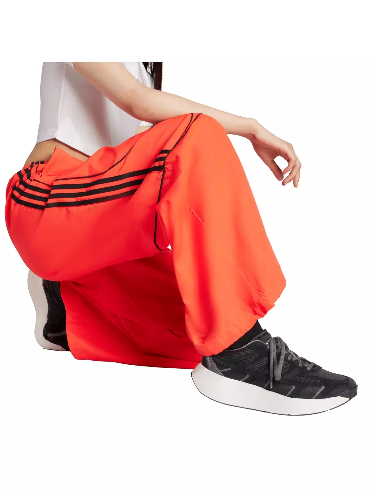 Women's Teamgeist Adicolor Oversized Woven Track Pant -Red/Black - 4