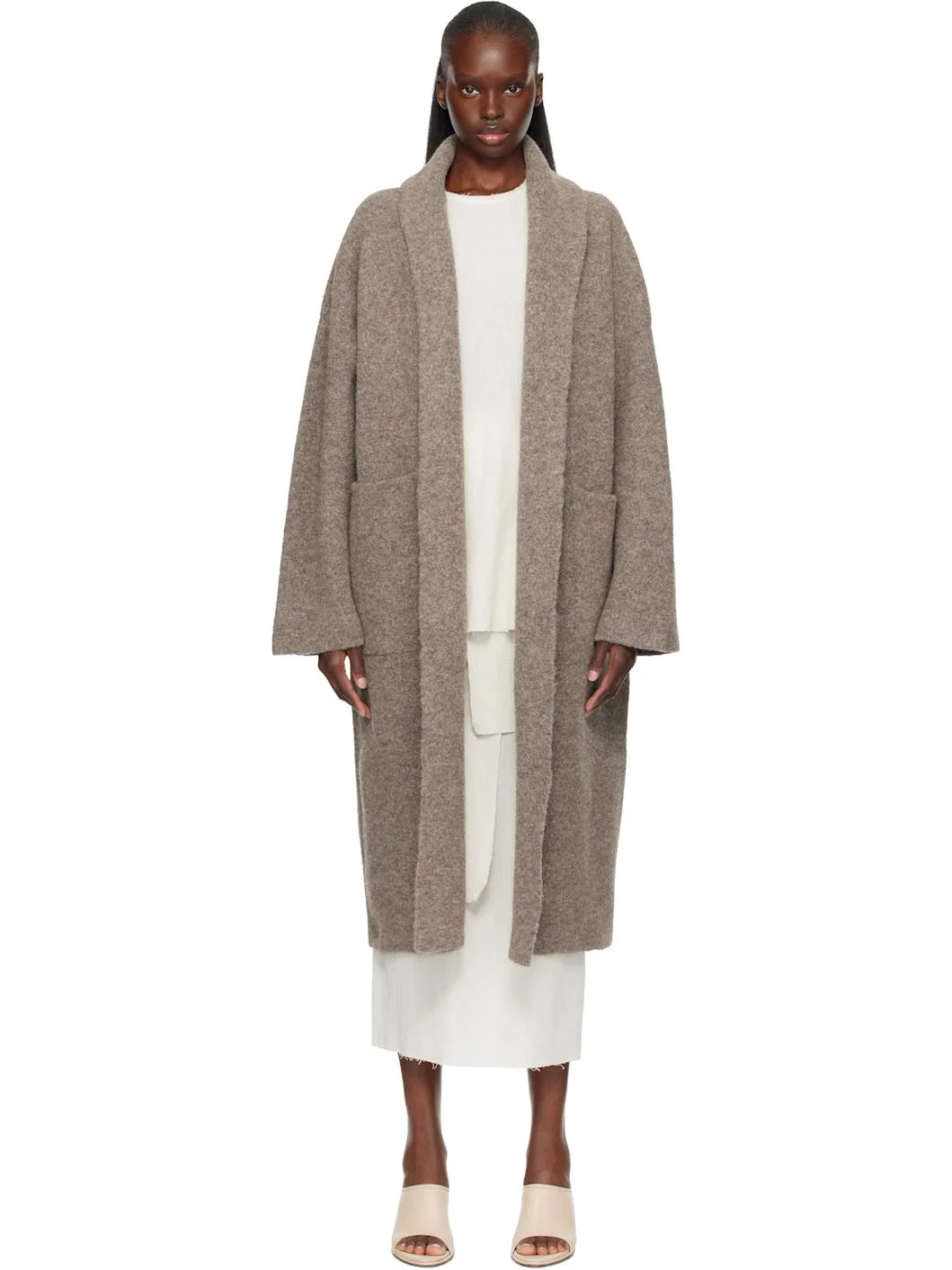 Taupe Double Face Long Coat - 1