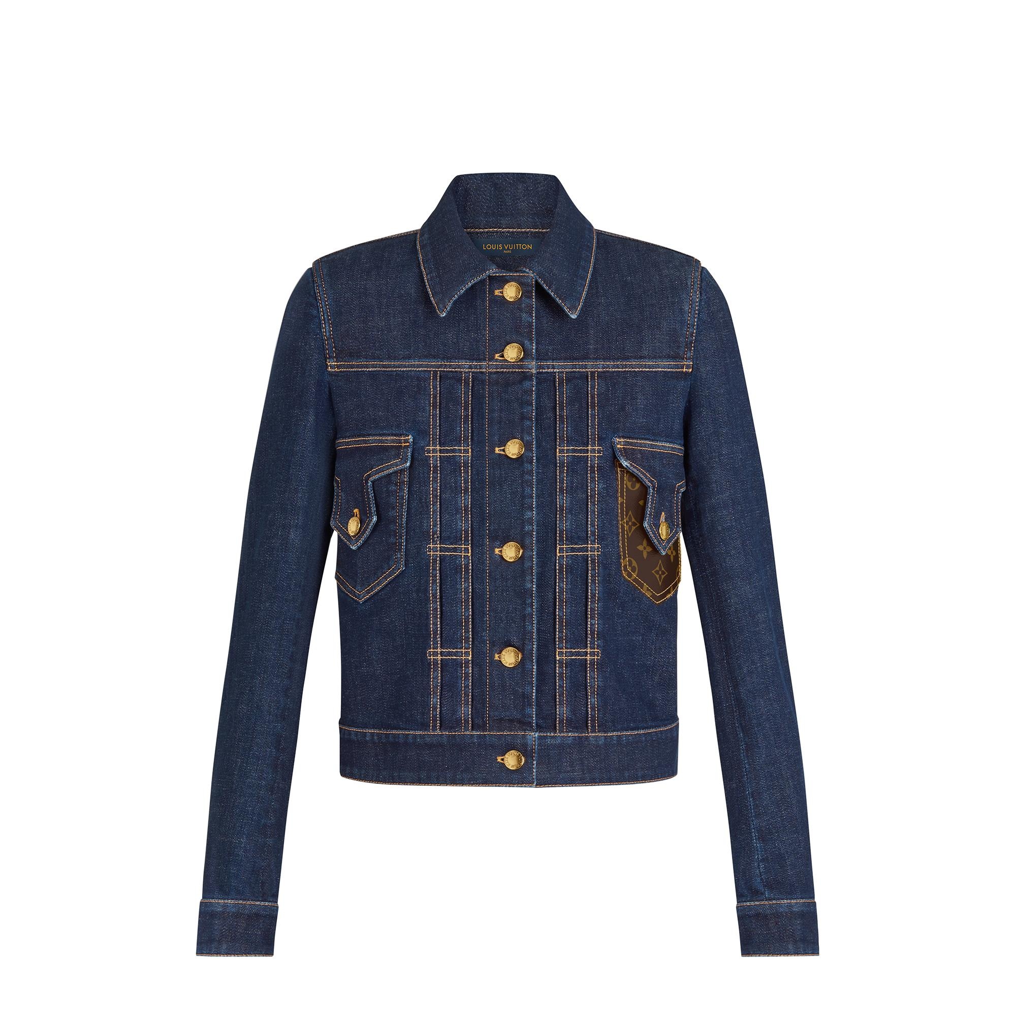 Monogram Canvas Pocket Indigo Denim Trucker Jacket  - 1