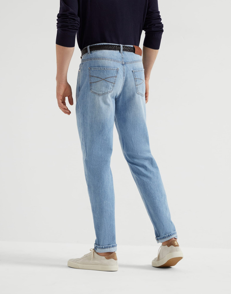 Brunello Cucinelli Lightweight denim traditional fit five-pocket trousers outlook