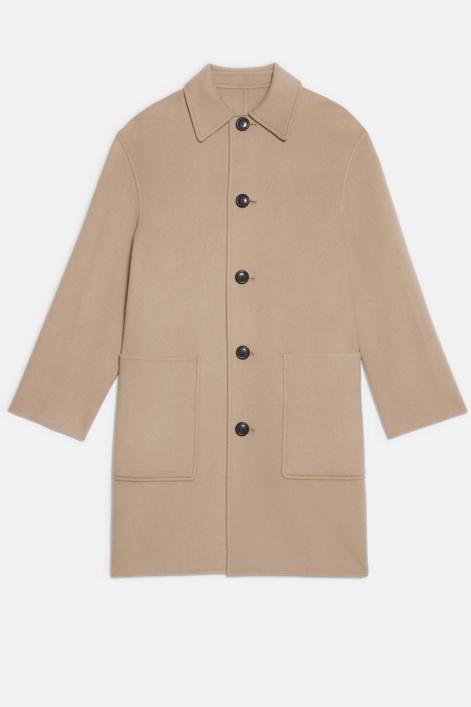 Double Face Coat With Patch Pockets - 6