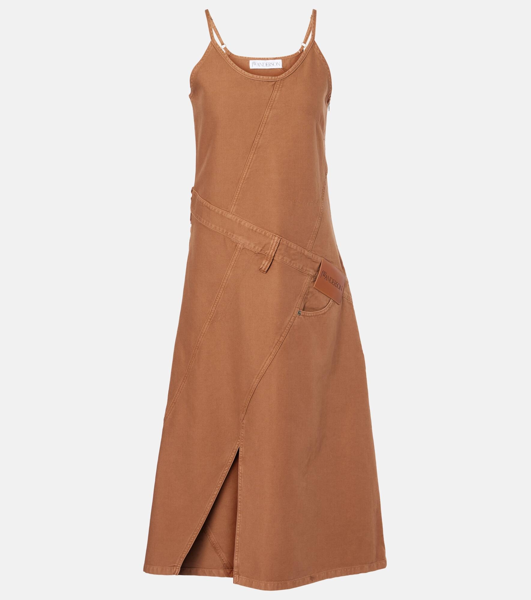 Logo asymmetric cotton midi dress - 1