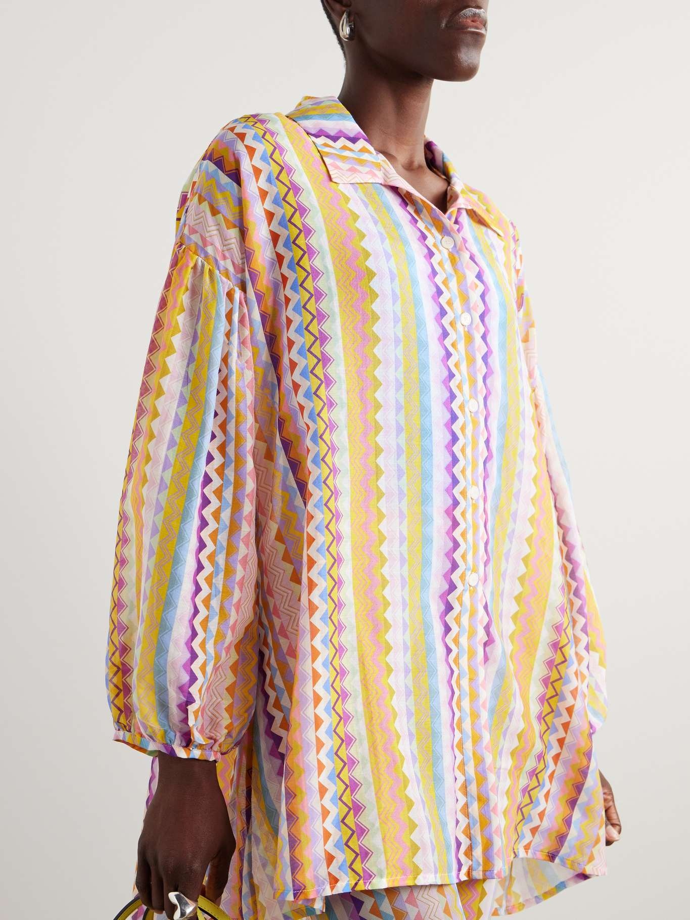 Mare striped cotton and silk-blend coverup - 3