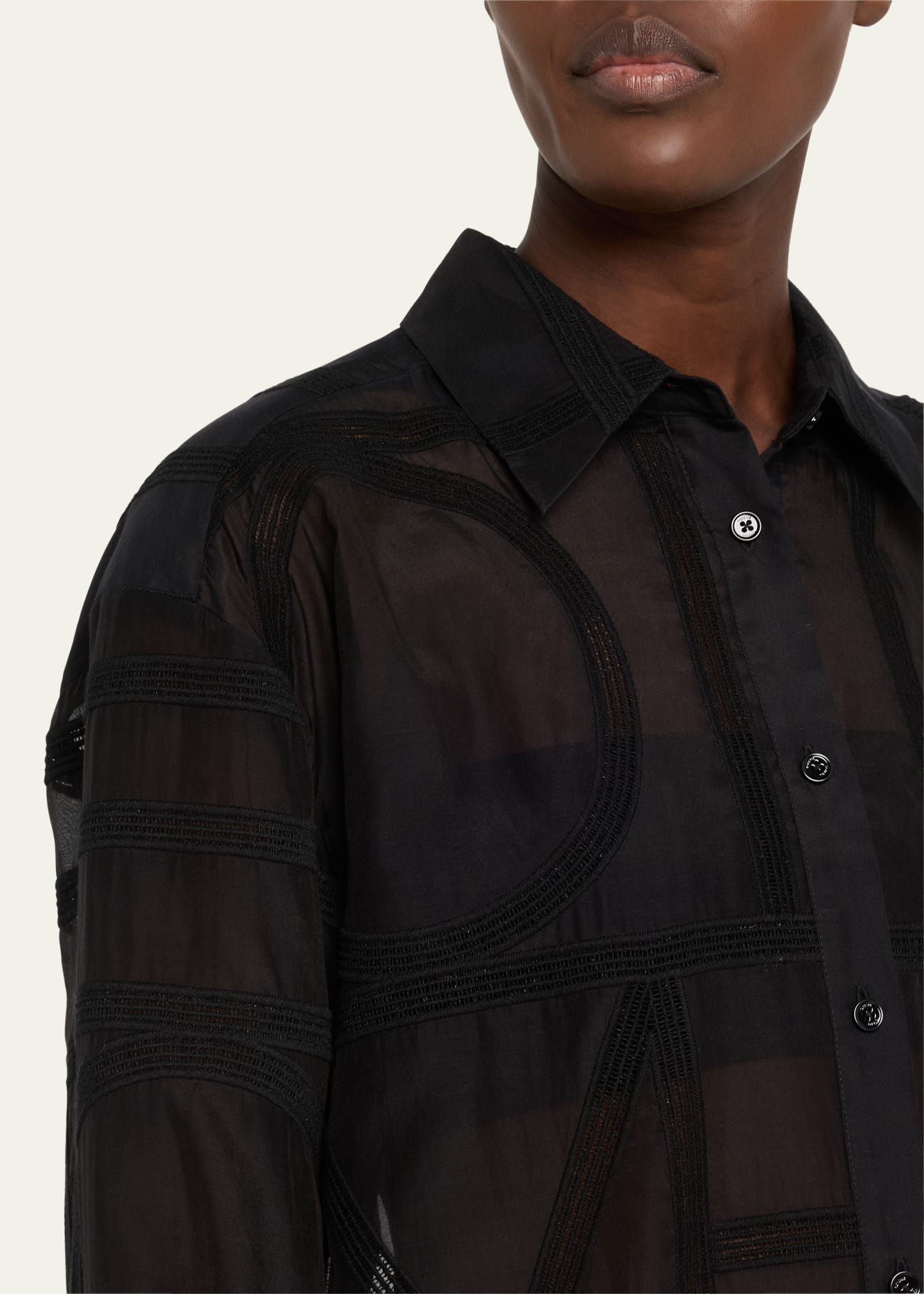 Monogram Crochet Embroidered Classic Shirt - 5