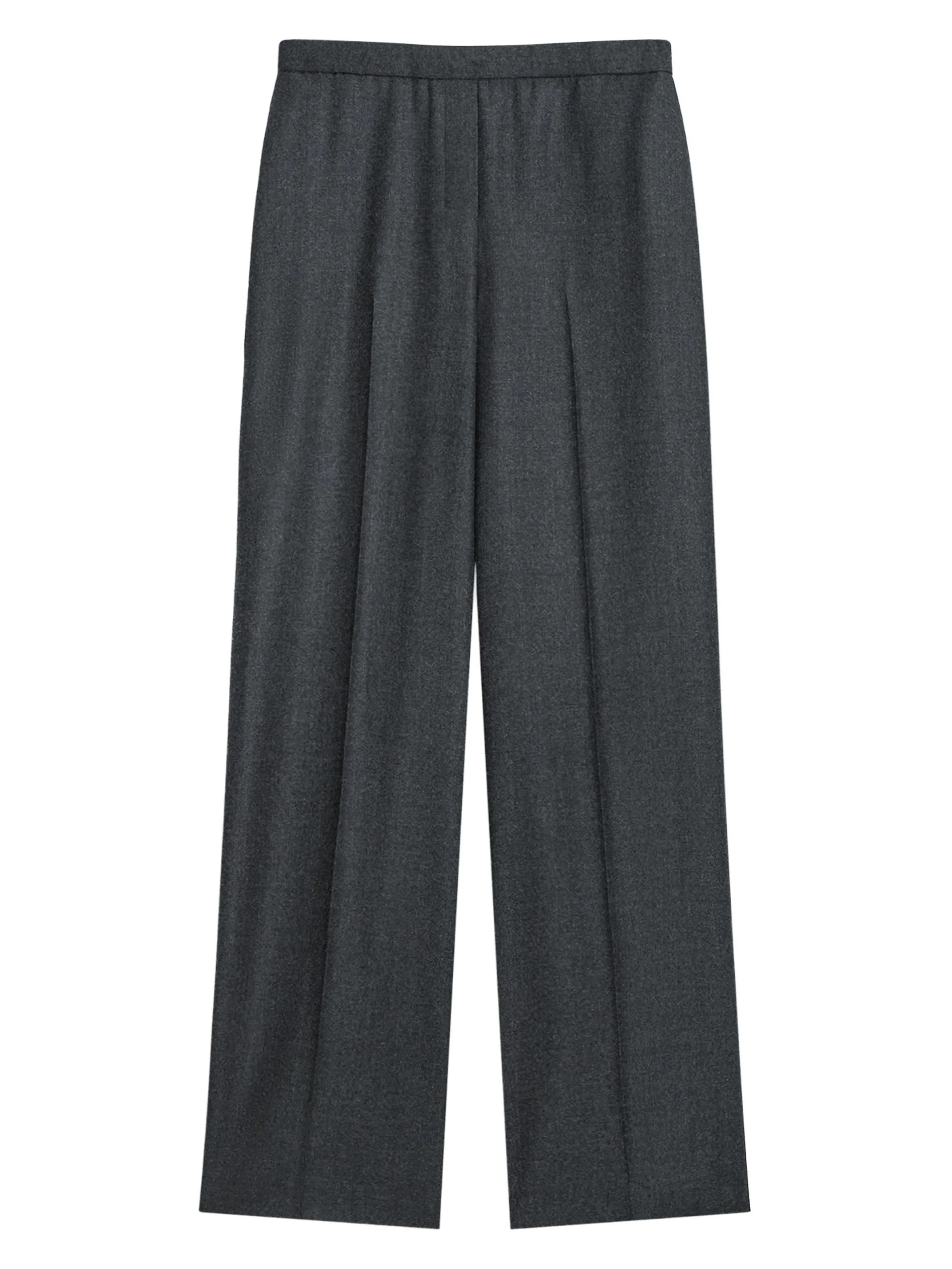 Women's Virgin Wool Wide-Leg Pants - New Charcoal Melange - 1