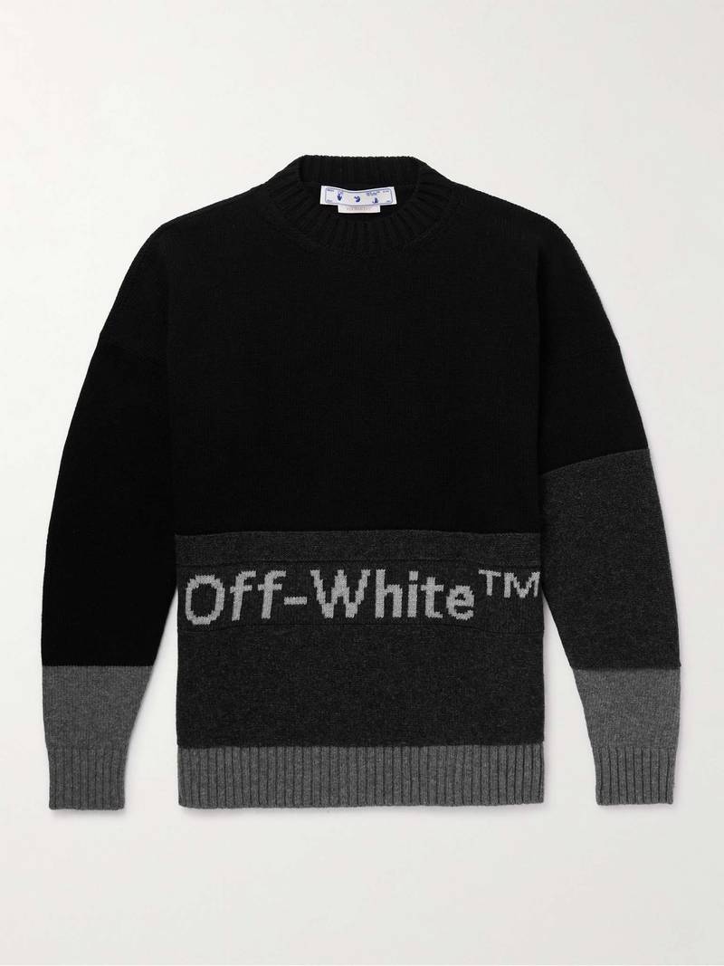 Logo-Intarsia Colour-Block Wool Sweater - 1