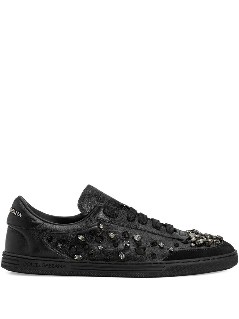 crystal-embellished leather sneakers 1