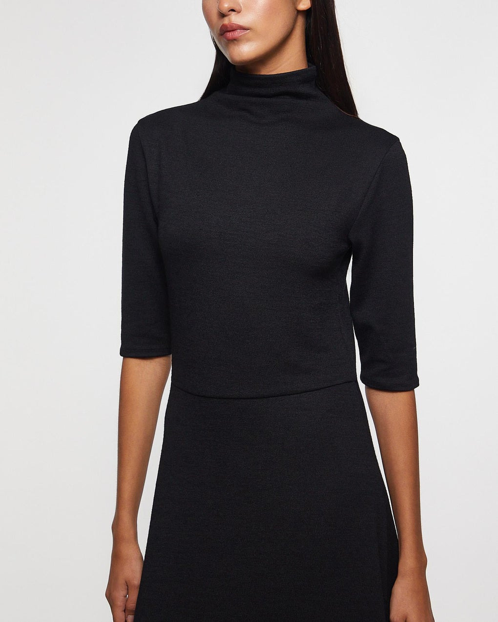 Dress Elbow-Sleeve Turtleneck Black - 5
