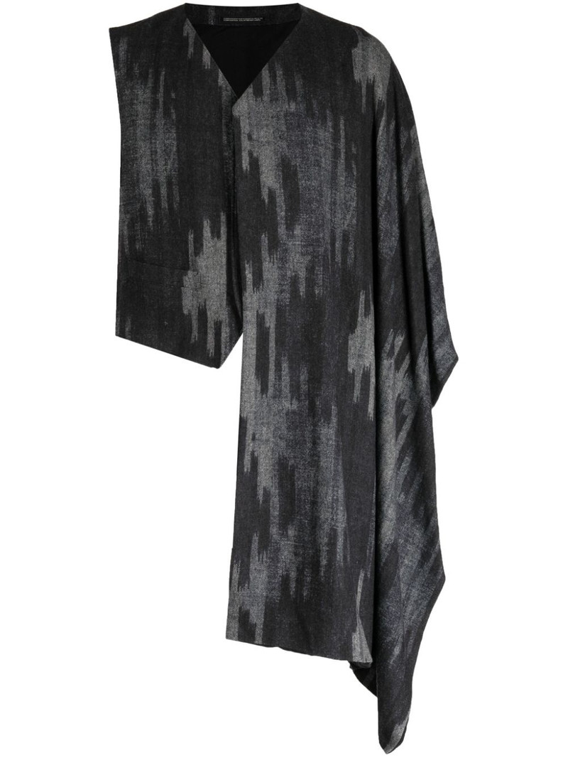 graphic-print textured asymmetric vest 1