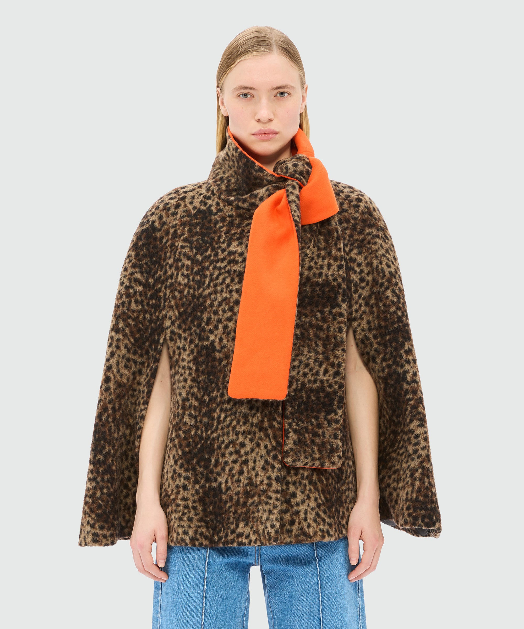 Woolen cloth cape with lynx-effect pattern - 2