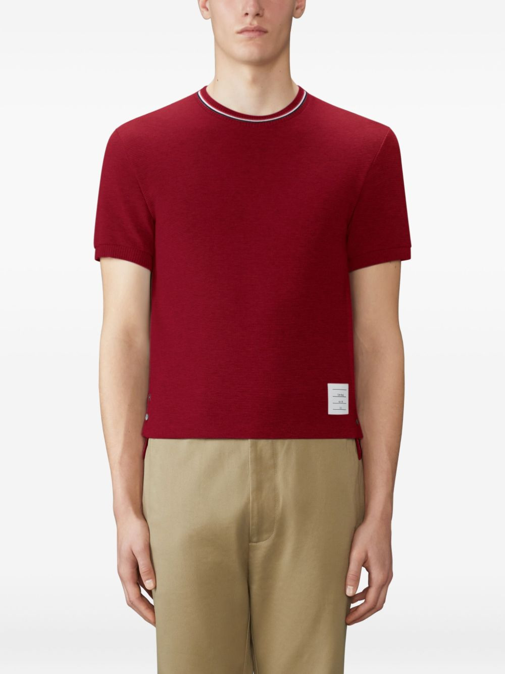 ribbed-cuff striped-detail T-shirt - 3