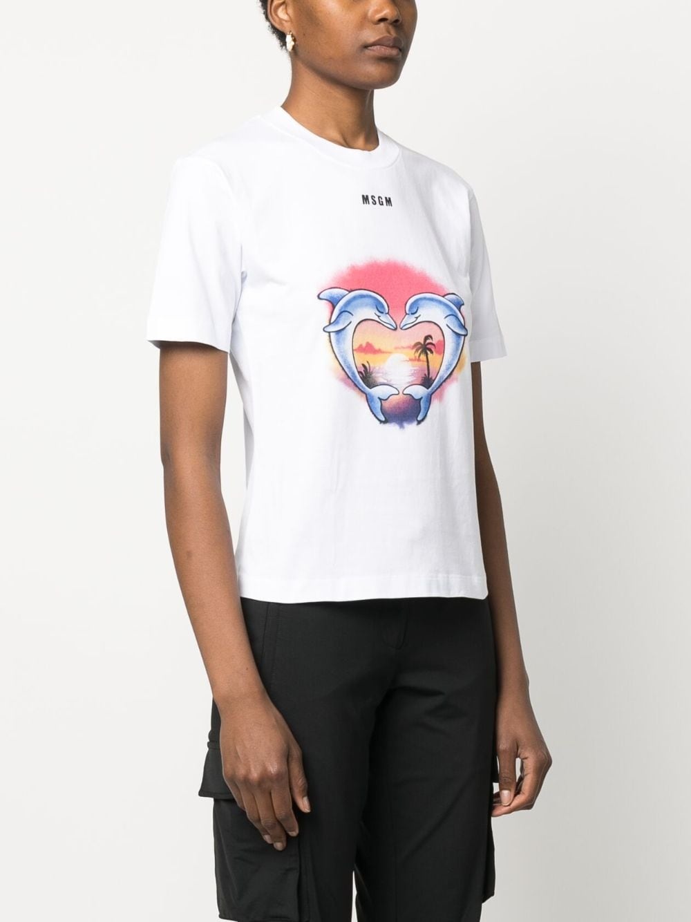 dolphin-print cotton T-shirt - 3