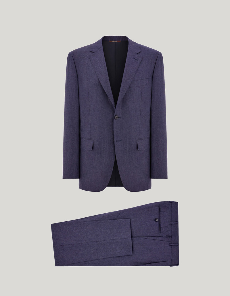 LIGHT BLUE DENIM-EFFECT WOOL REGULAR-FIT SUIT 31