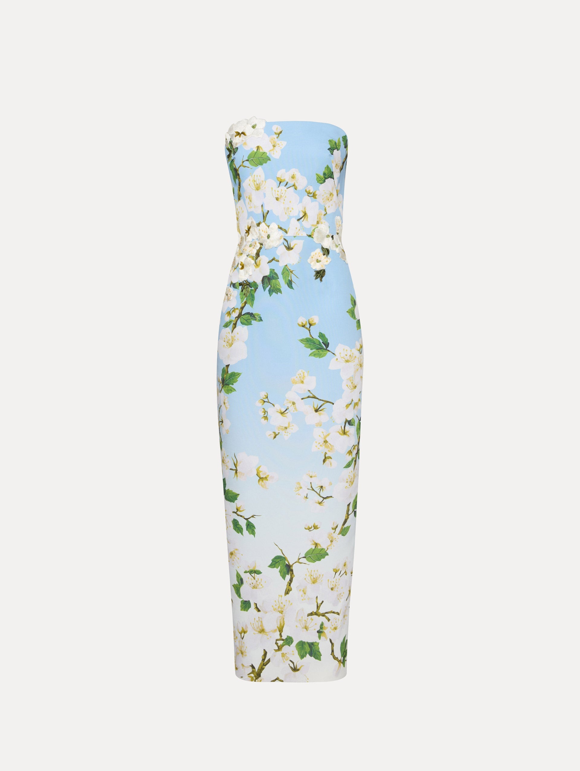 OMBRÉ CHERRY BLOSSOM STRAPLESS GOWN - 1