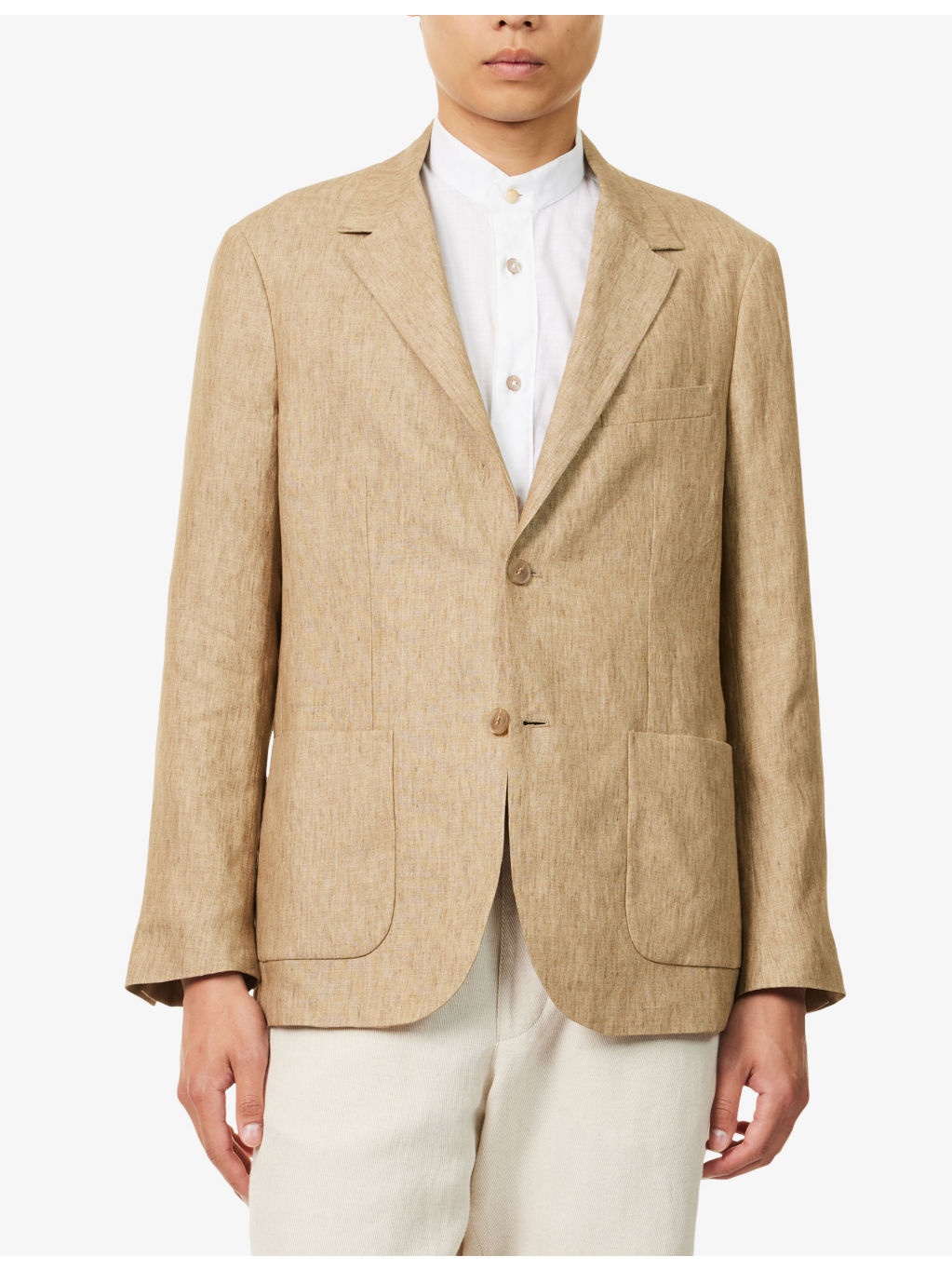 Notched-Lapel Regular-Fit Linen Blazer - 3