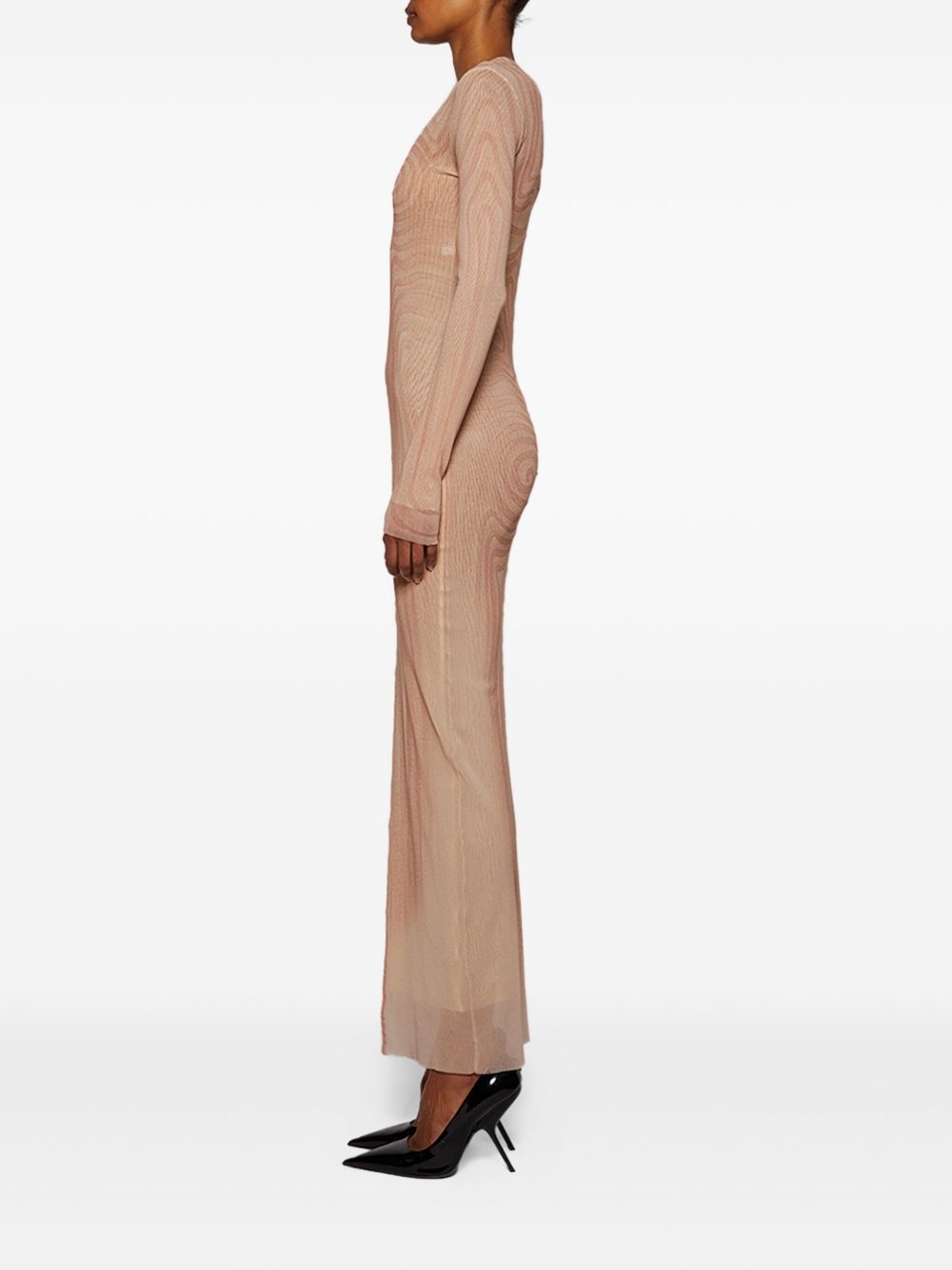 spiral-print mesh maxi dress - 4