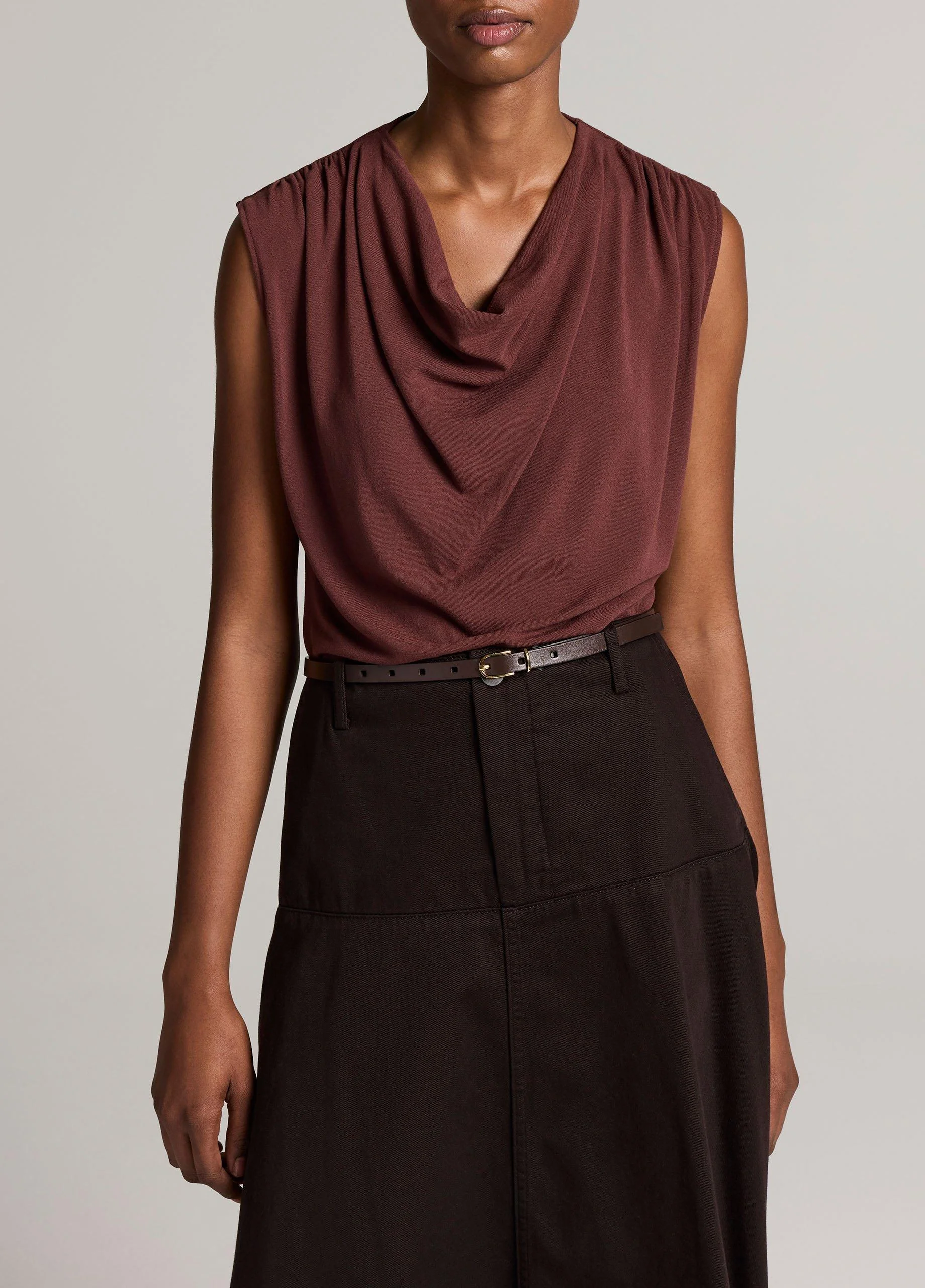 Jersey Draped Cowl-Neck Top - 1