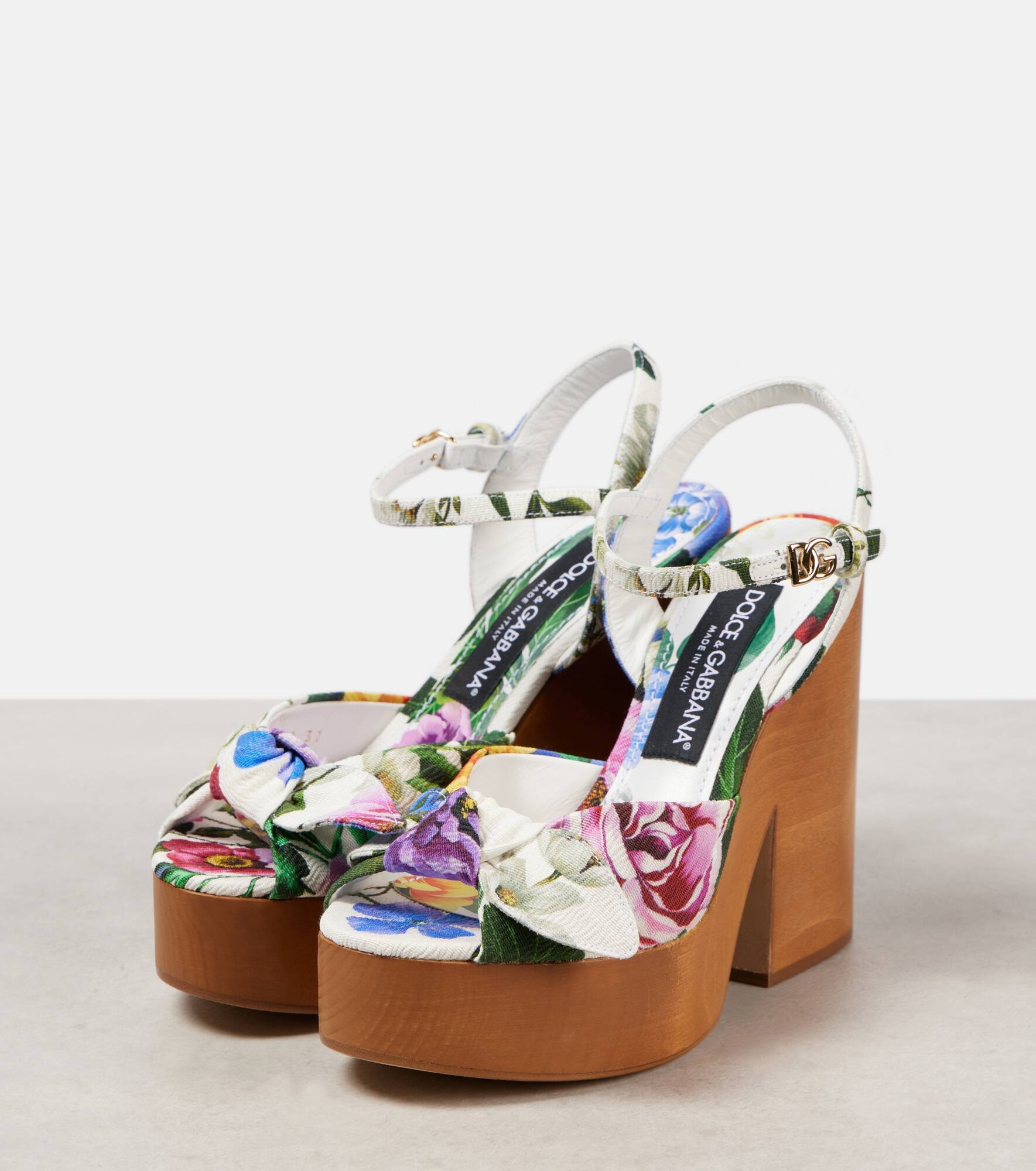Floral jacquard platform sandals - 4