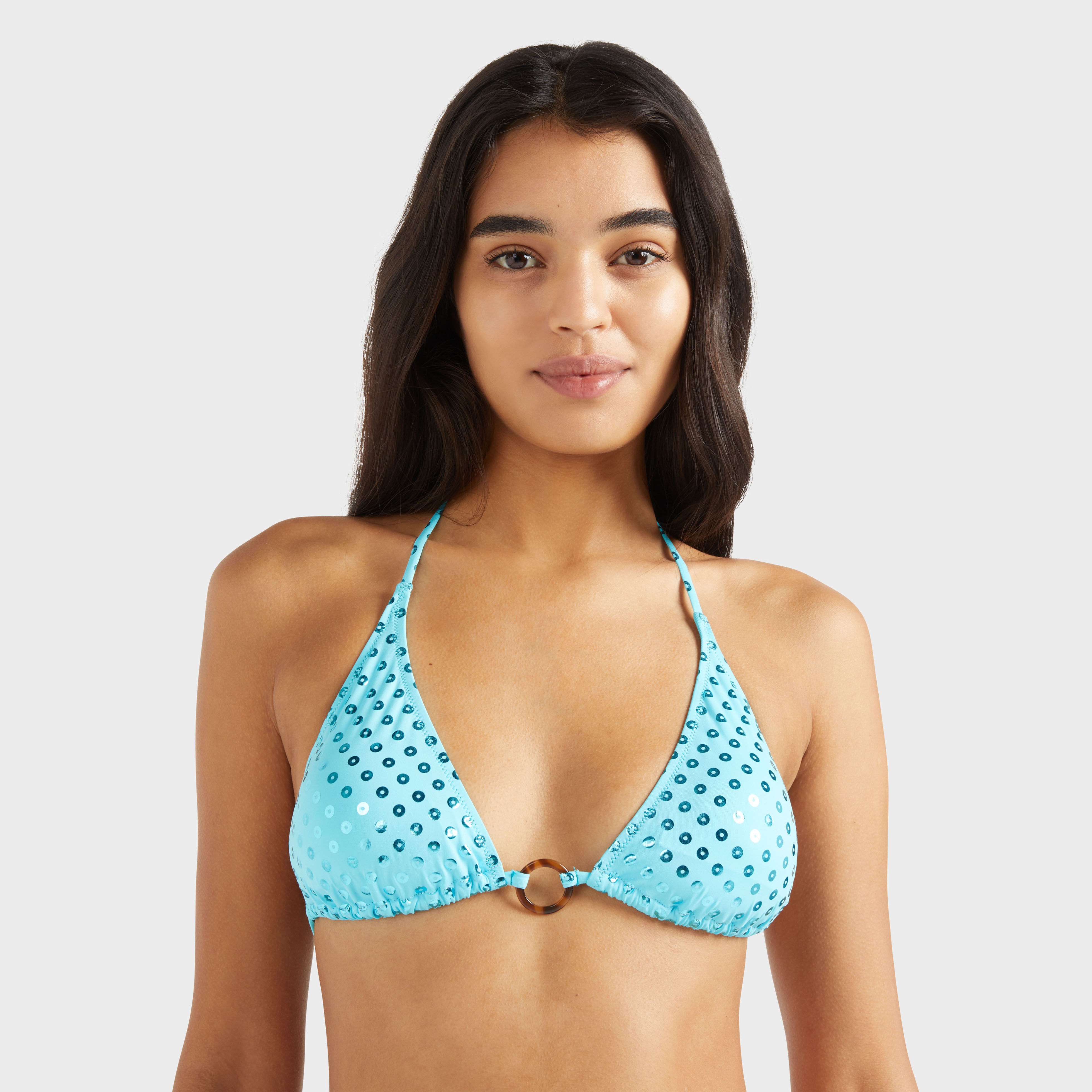 Women Triangle Bikini Top Relief Sparkling - 5