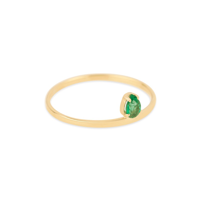 Pear Cut Emerald Flat Band Ring 3