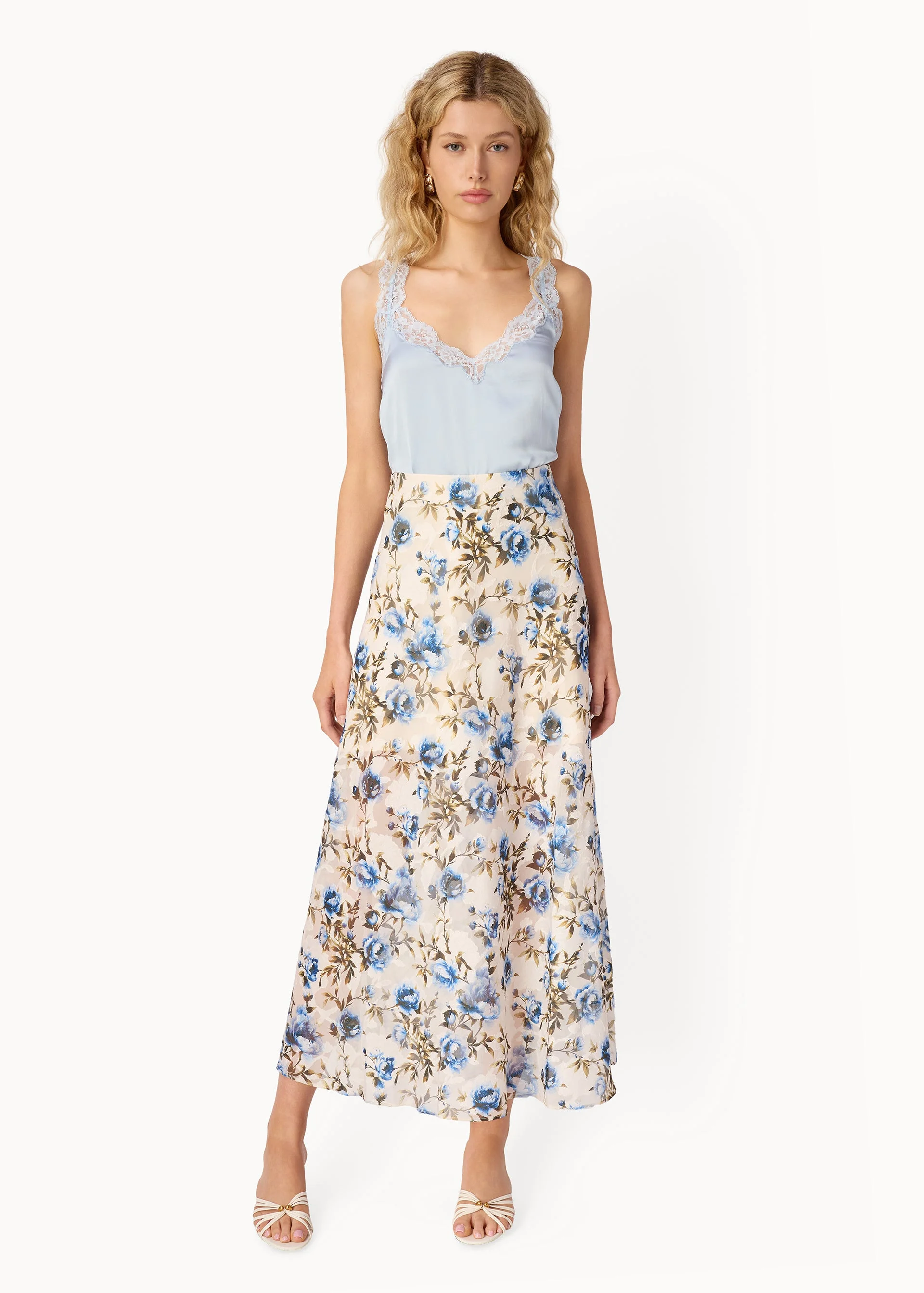JAYNA BURNOUT CHIFFON SKIRT DAYDREAM - 1