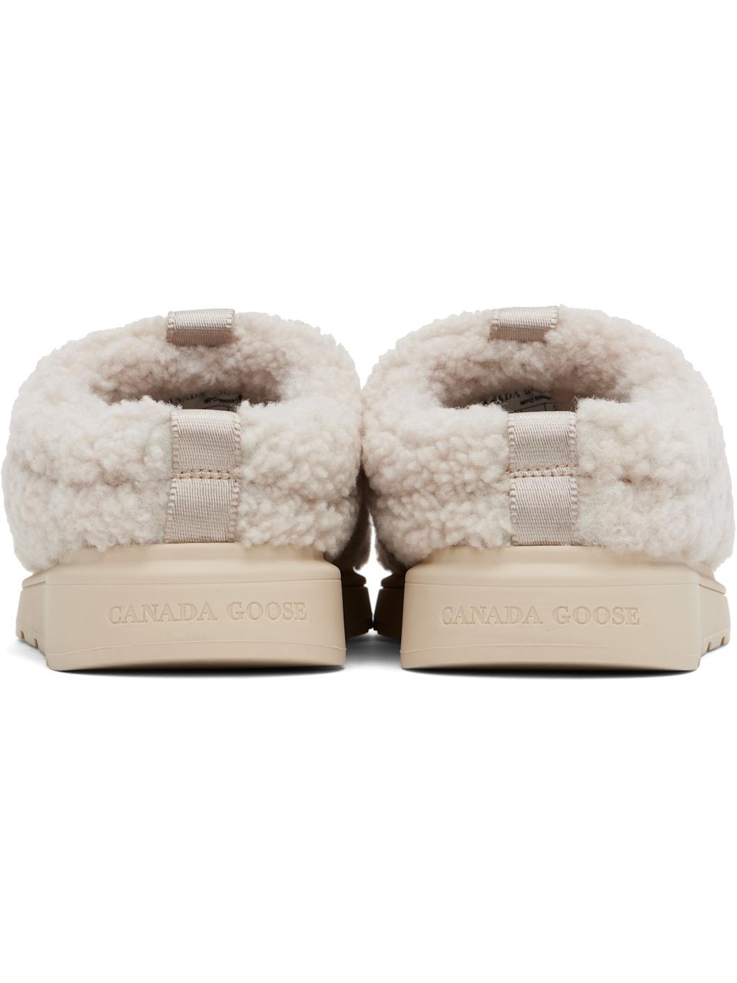 Beige Porteau Shearling Mules - 2