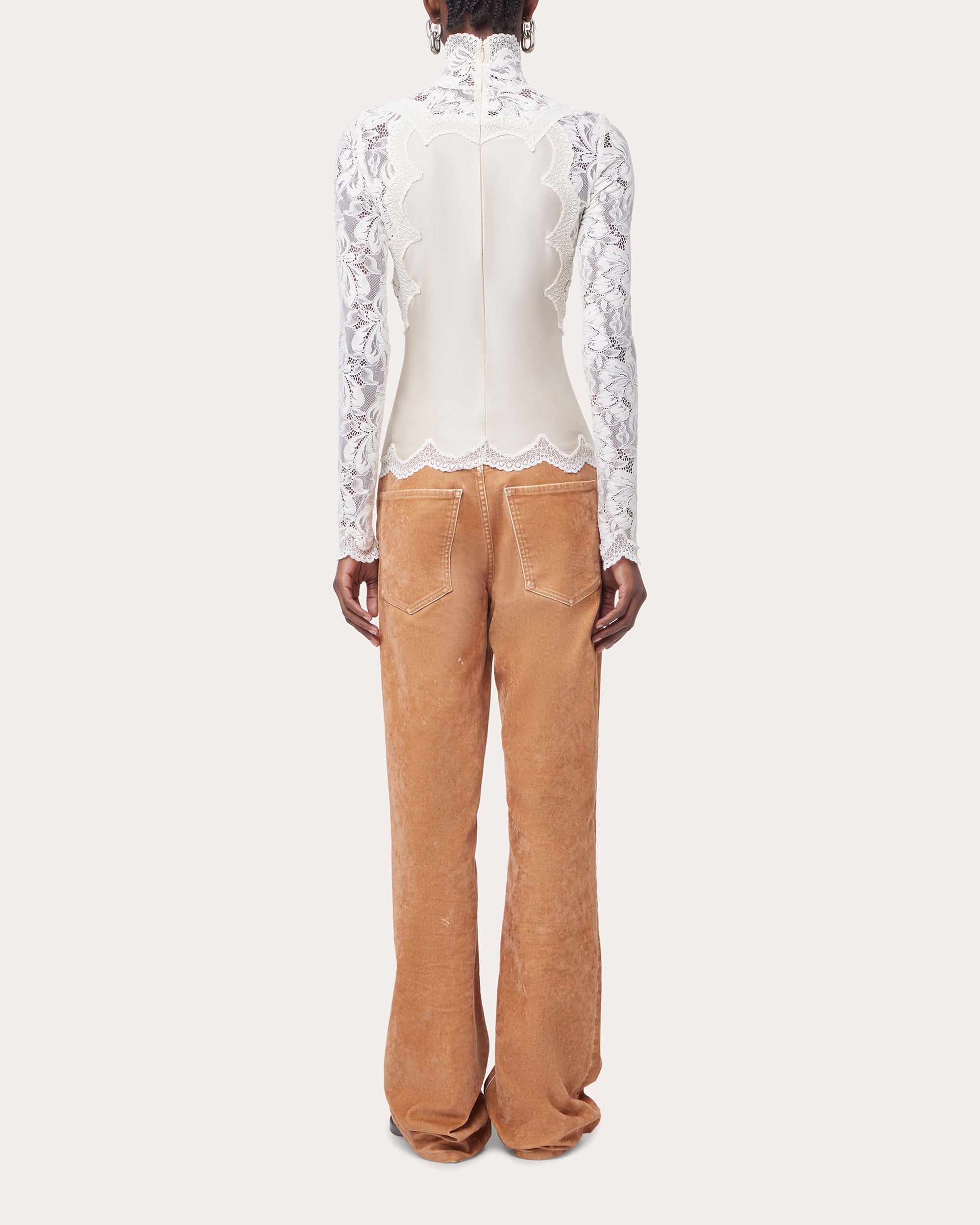 Lace Jersey Mock Neck Top - 3