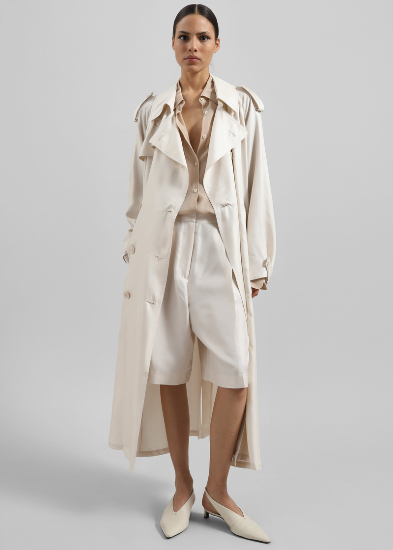 Veyron Silk Trench - Ivory 4