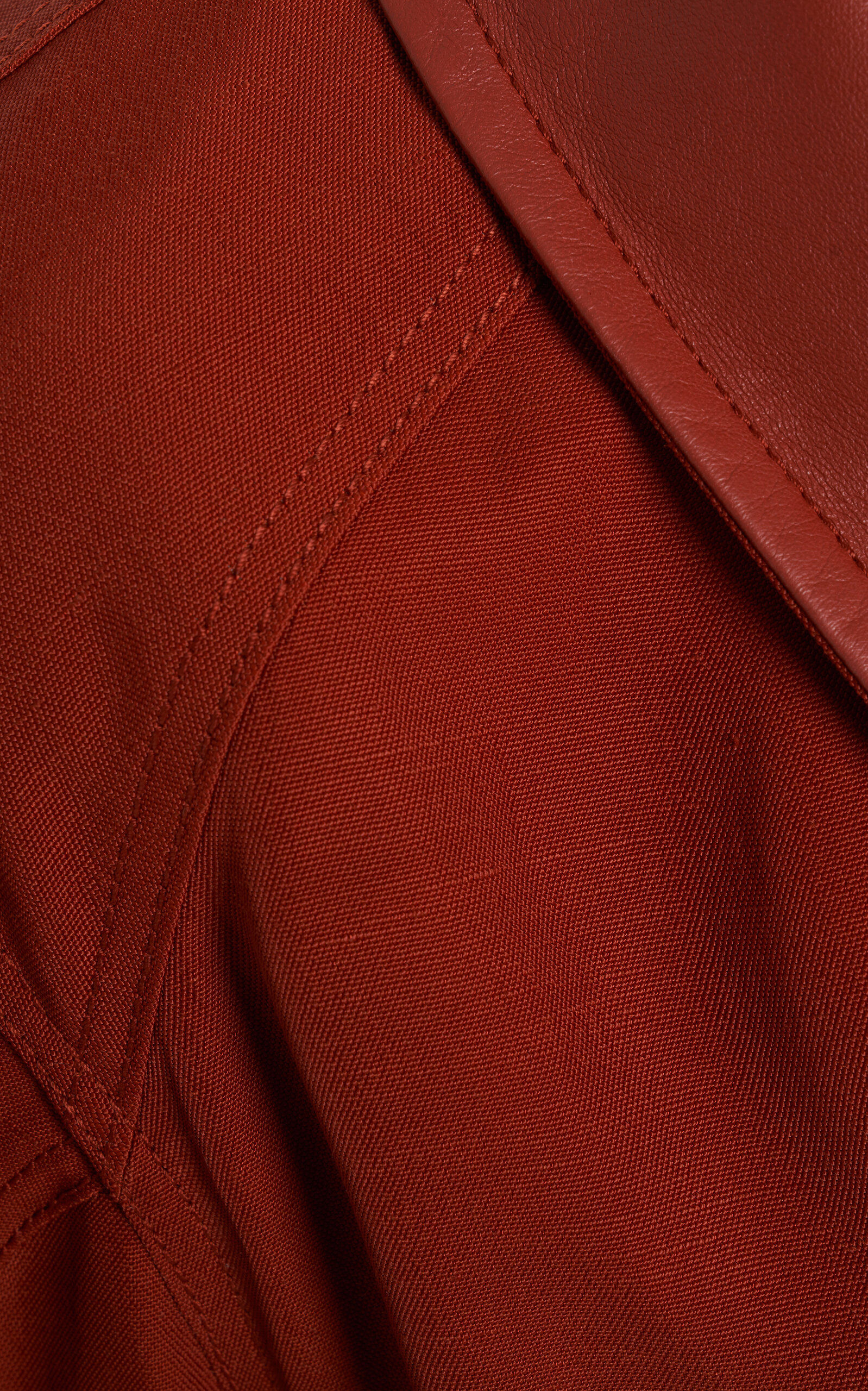 Leather-Trimmed Linen-Blend Cocoon Shirt red - 6