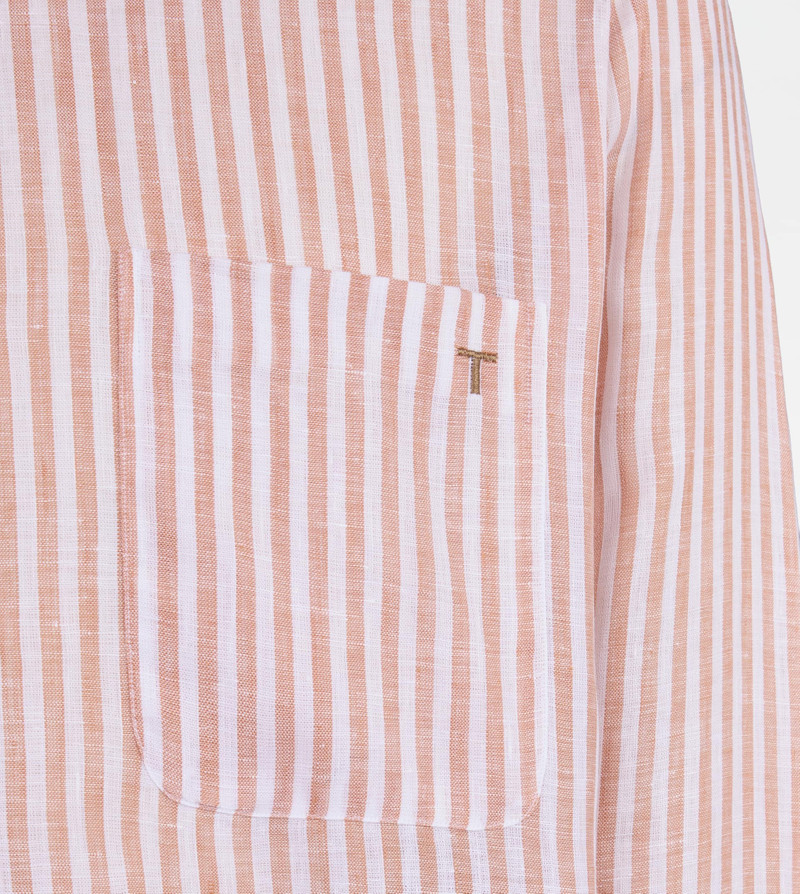 BUTTON DOWN SHIRT IN STRIPED LINEN - PINK 3