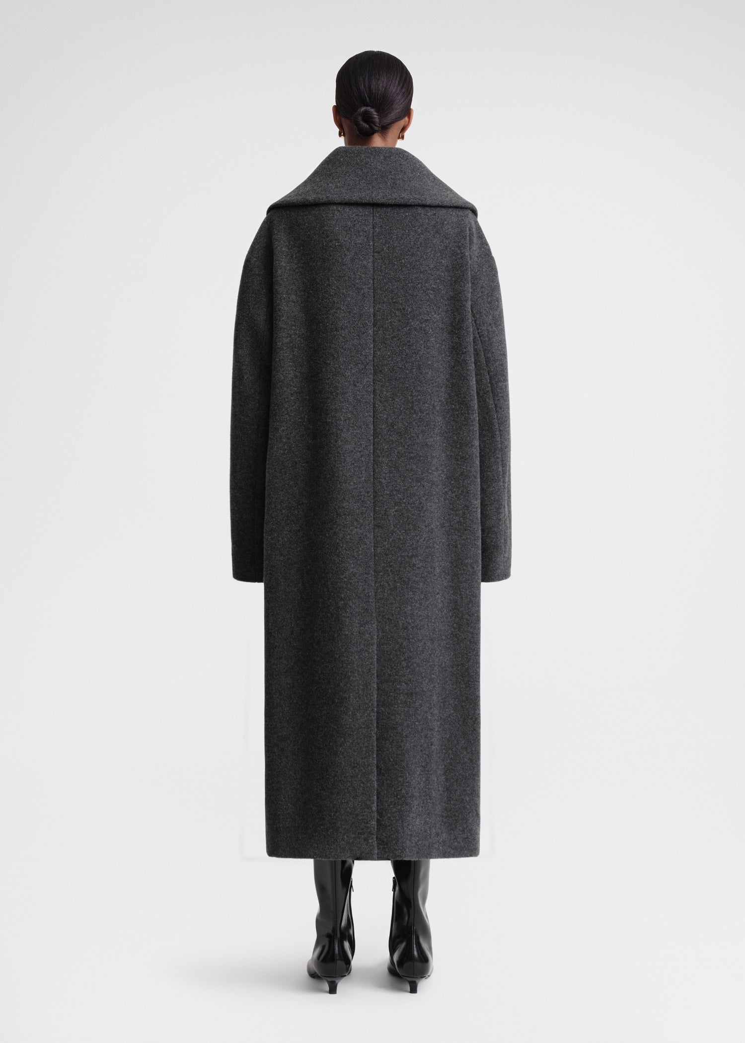 Felt wrap coat dark grey melange - 4