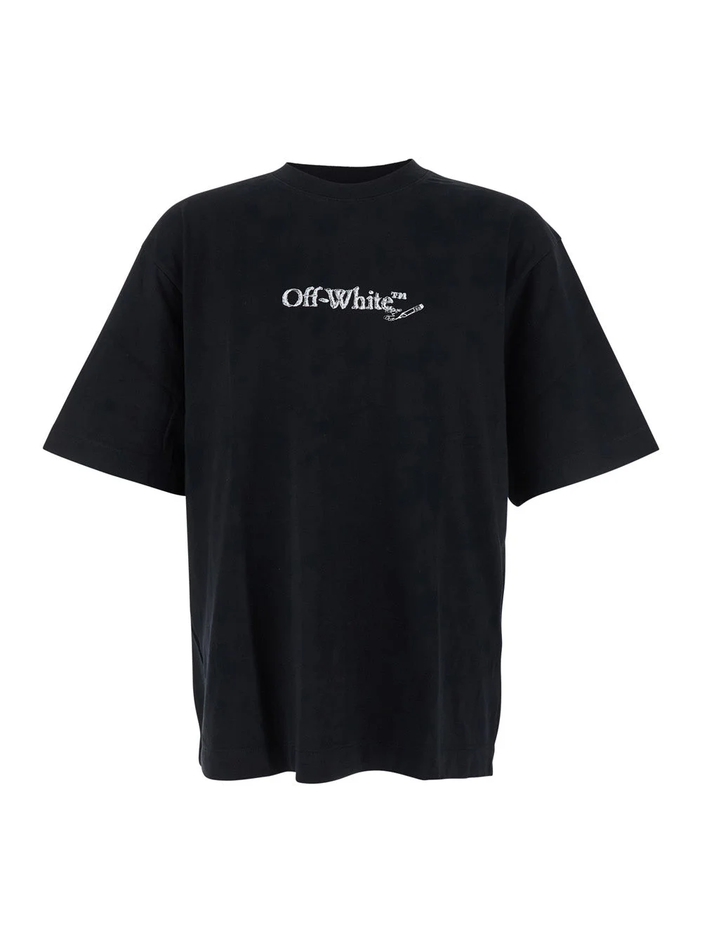 Off-White Men 'Scribble Arrow' Black Crewneck T-Shirt With Logo Lettering On The Front And Maxi Arro - 1