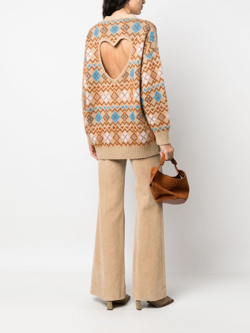geometric-print wool cardigan - 2