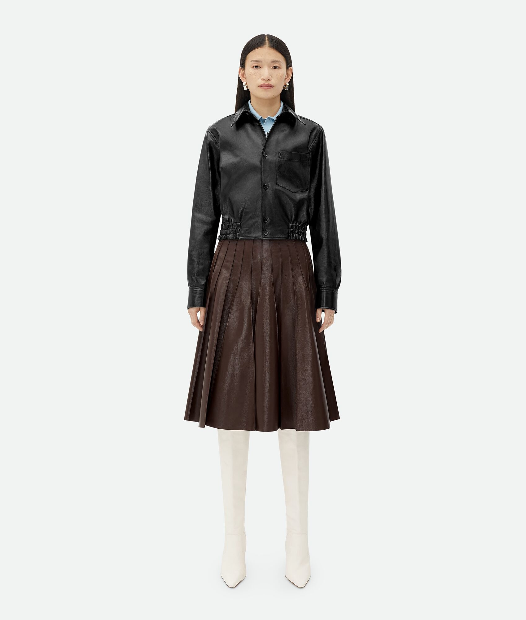 Leather Plissé Maxi Skirt - 4