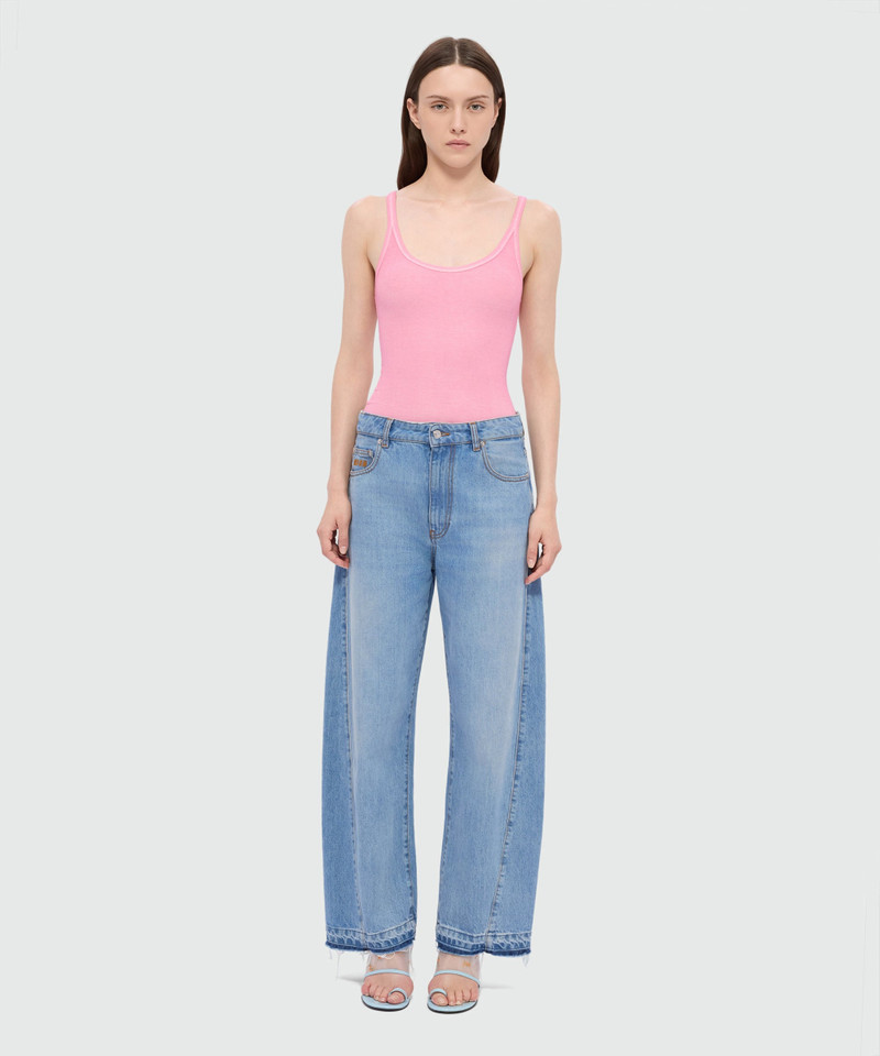 MSGM Light stone-washed five-pocket denim trousers with balloon leg outlook
